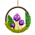Purple Mushrooms & Ferns Wool Felted Forest Ring