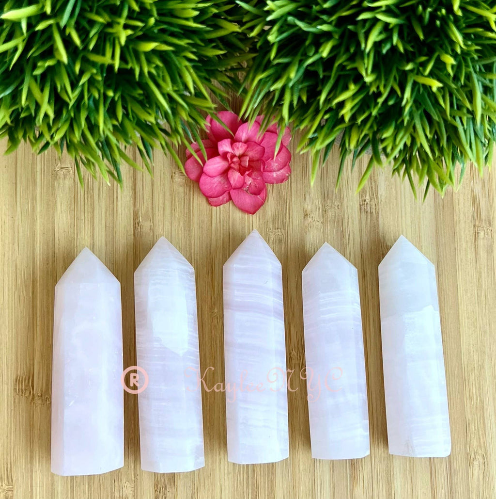 Pink Mangano Calcite Obelisk Tower Point