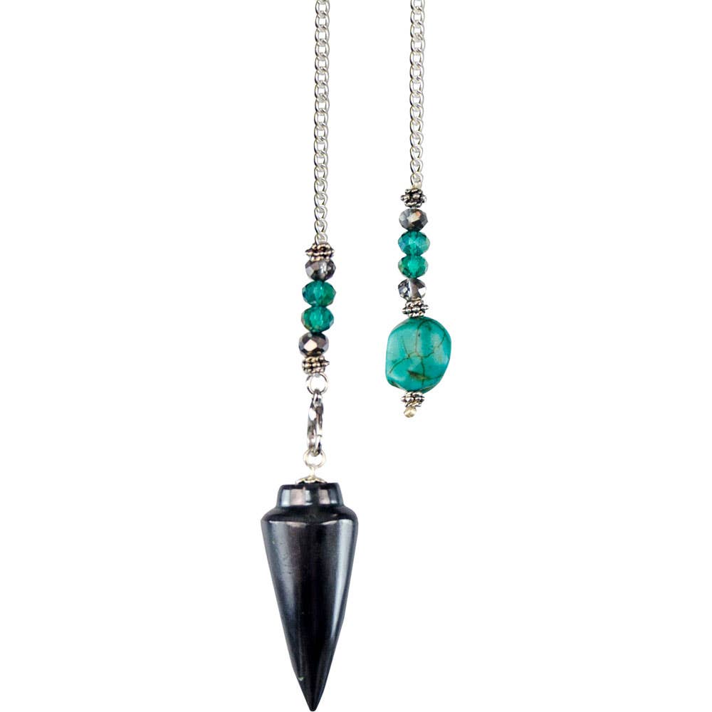 Hematite Pendulum with Turquoise Nugget