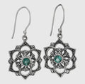 Green Quartz Mandala Sterling Silver Earrings