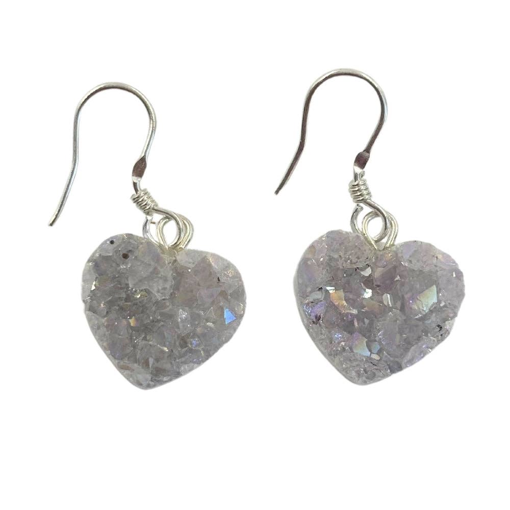 Druzy Amethyst Heart Earrings