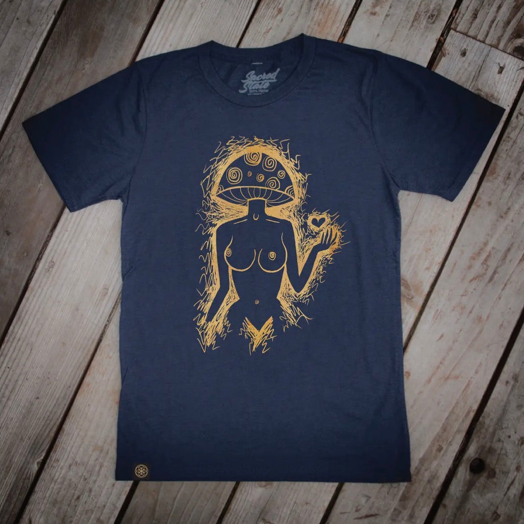 Organic Hemp T-Shirt: Mushroom Boobies Shirt