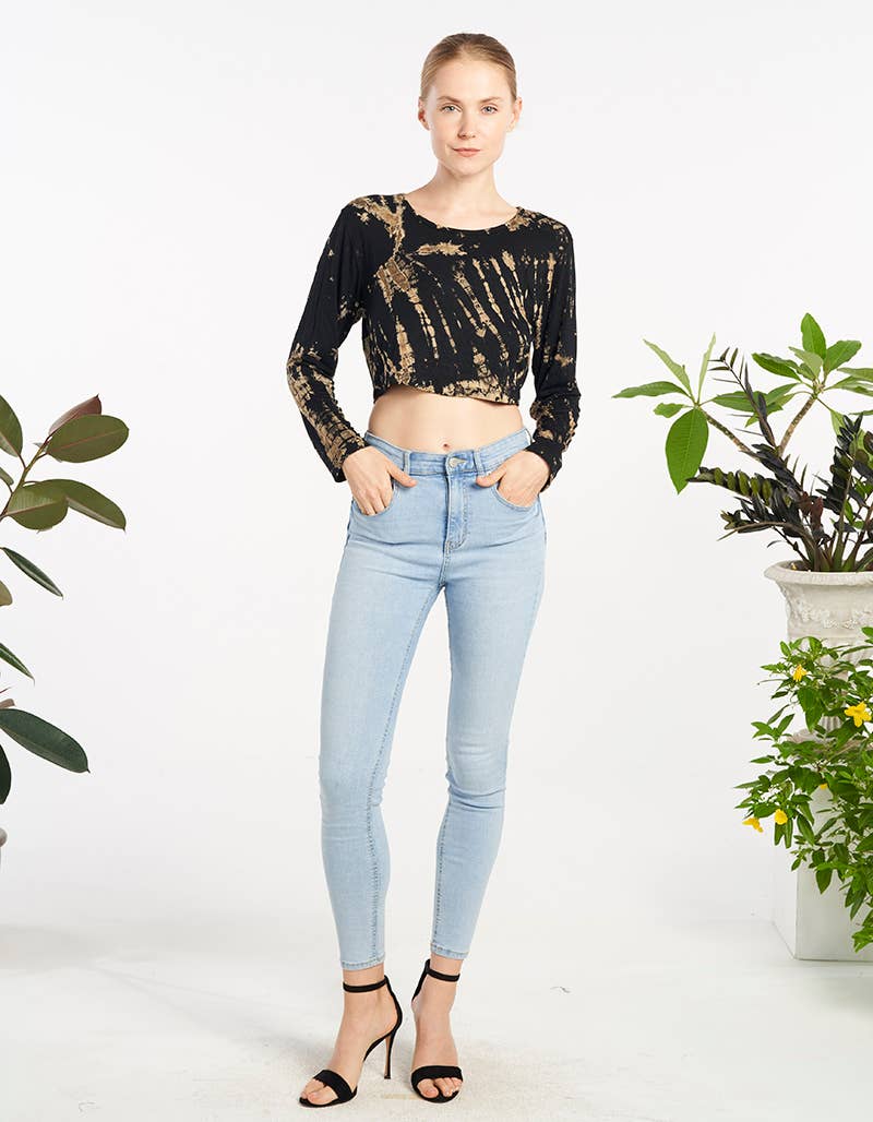 Tie-Dye Long Sleeve Crop Top (TH-1903)