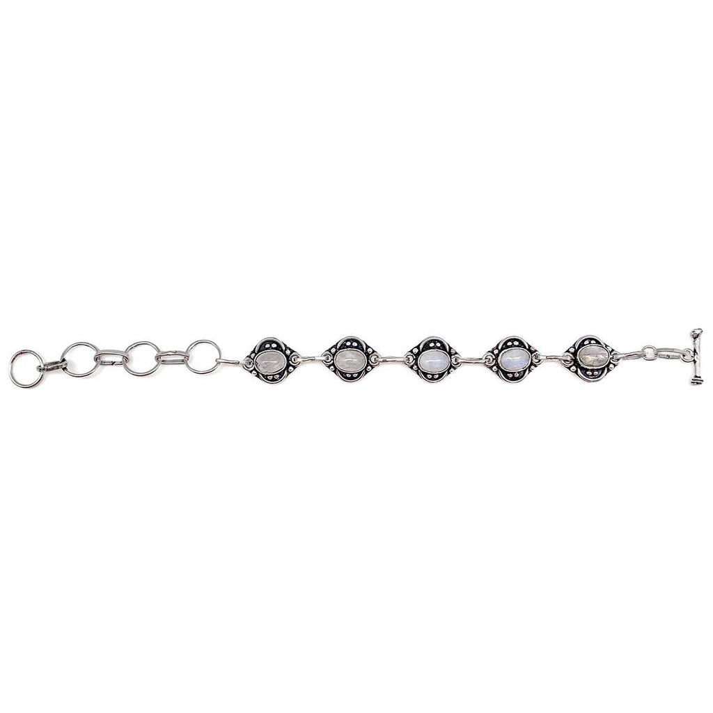 Tanvi Silver Link Bracelet - Moonstone Ovals