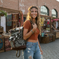 Vibe With Me Black & White Hair-on Leather and Canvas Backpack MyraBag