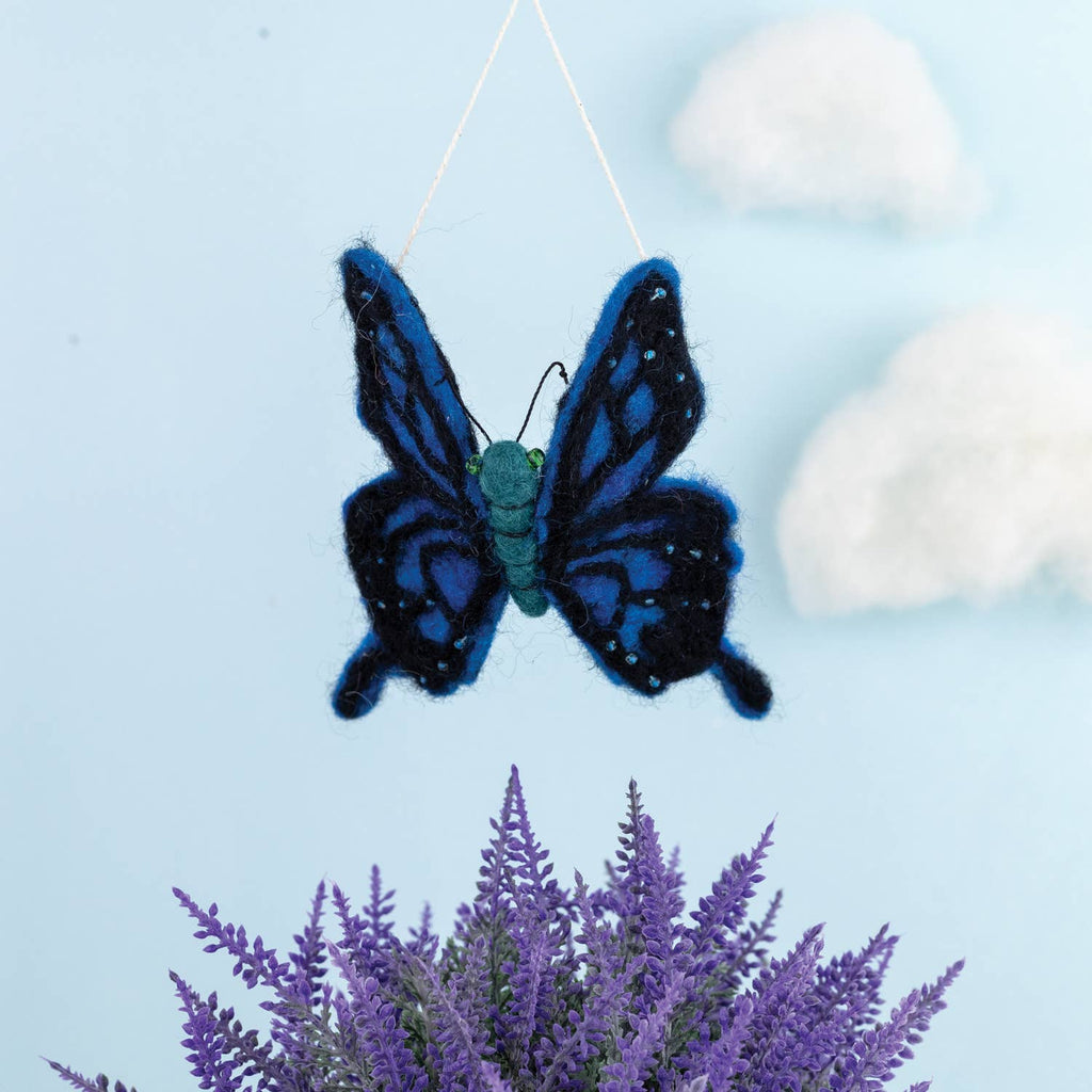 Blue Swallowtail  Butterly Wool Felted Ornament