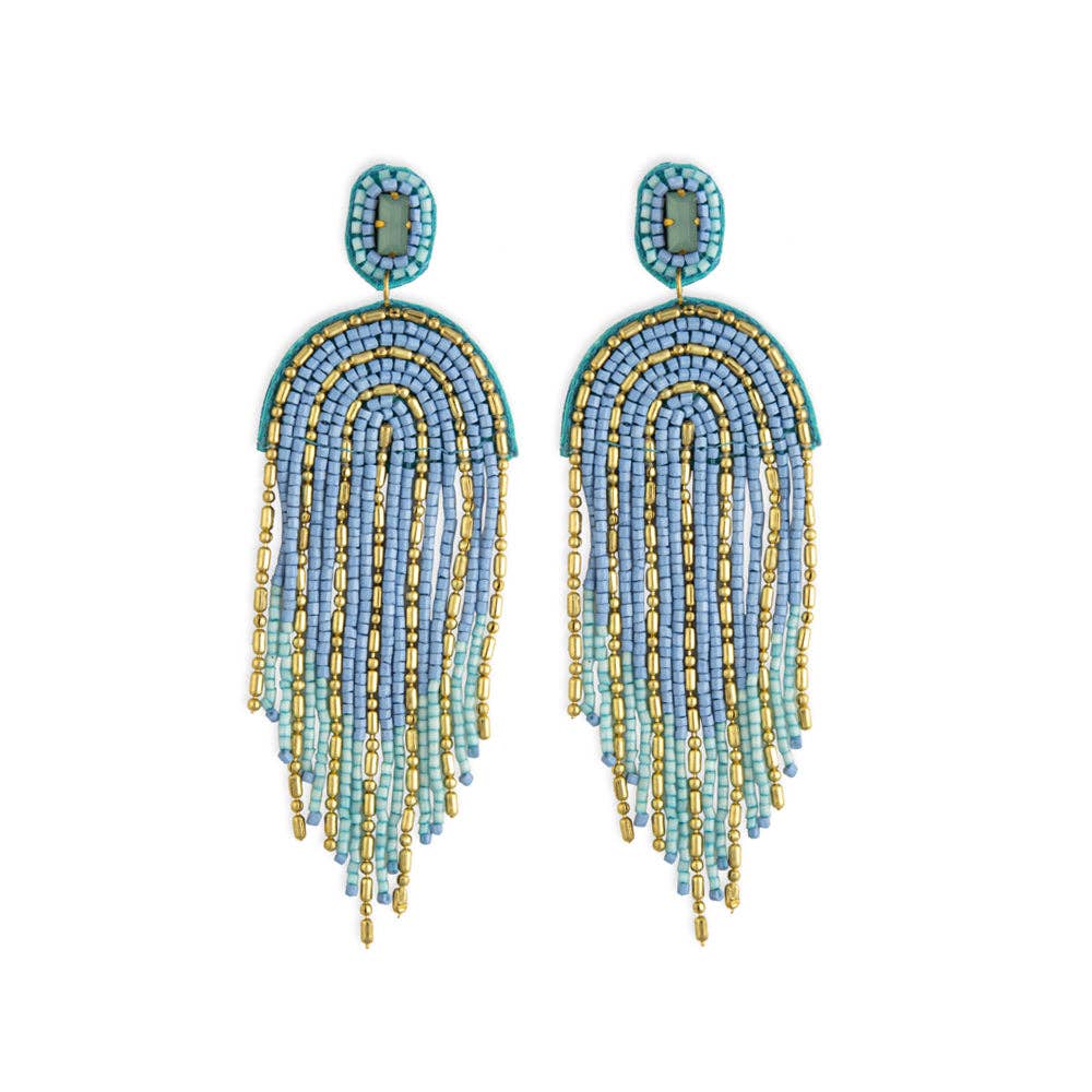 Mother Earth Blue & Green Beaded Earrings