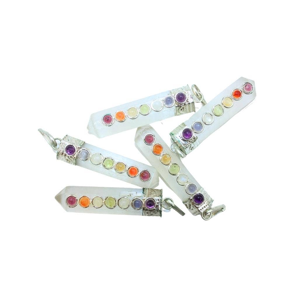 Selenite 7 Chakra Pendant