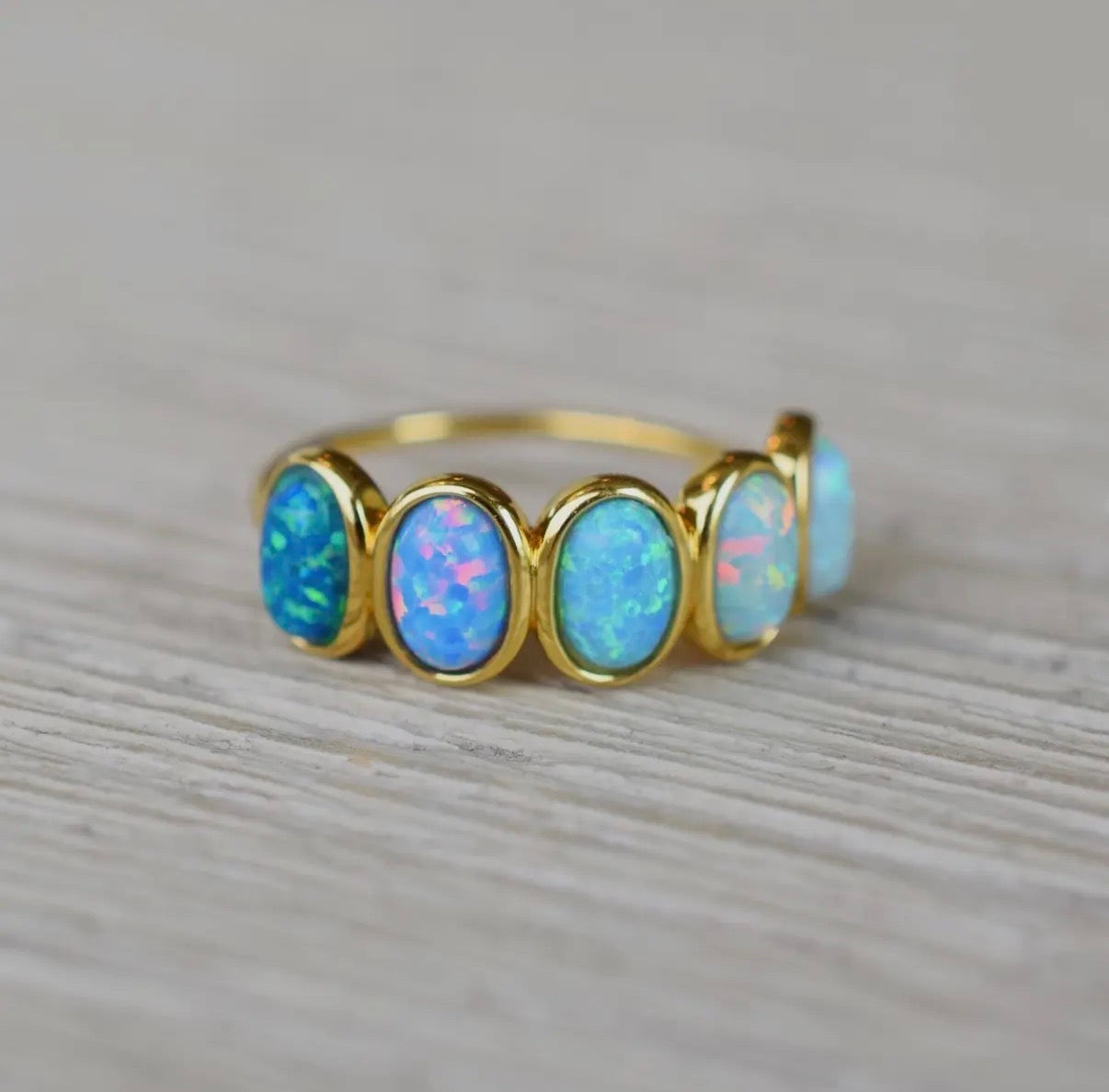 Blue Opal Ombré Candy Band Ring