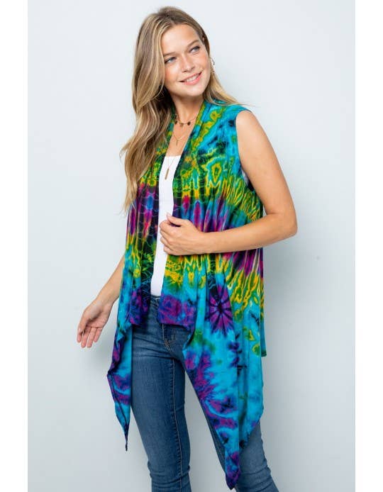 Tie-Dye Long Flowy Vest (TH-397)