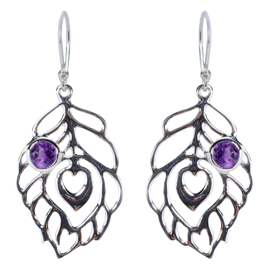 Sterling Peacock Feather Earrings