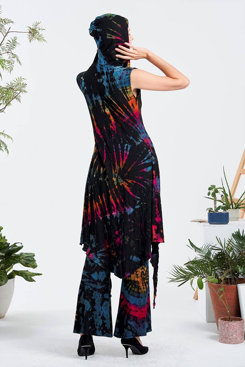 Tie-Dye Lace Up Hooded Top(TH-1744)