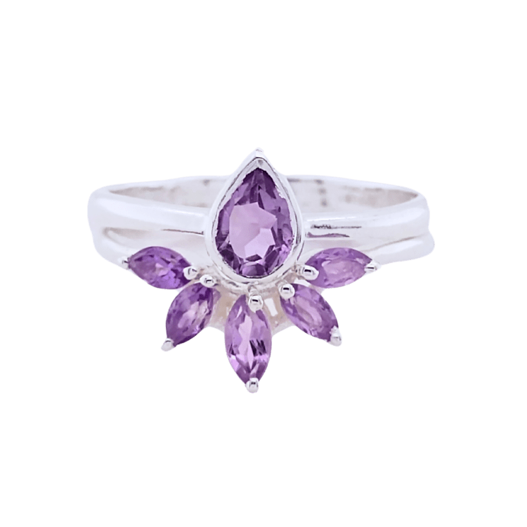 Amethyst “Crown Jewel” Double Ring Set