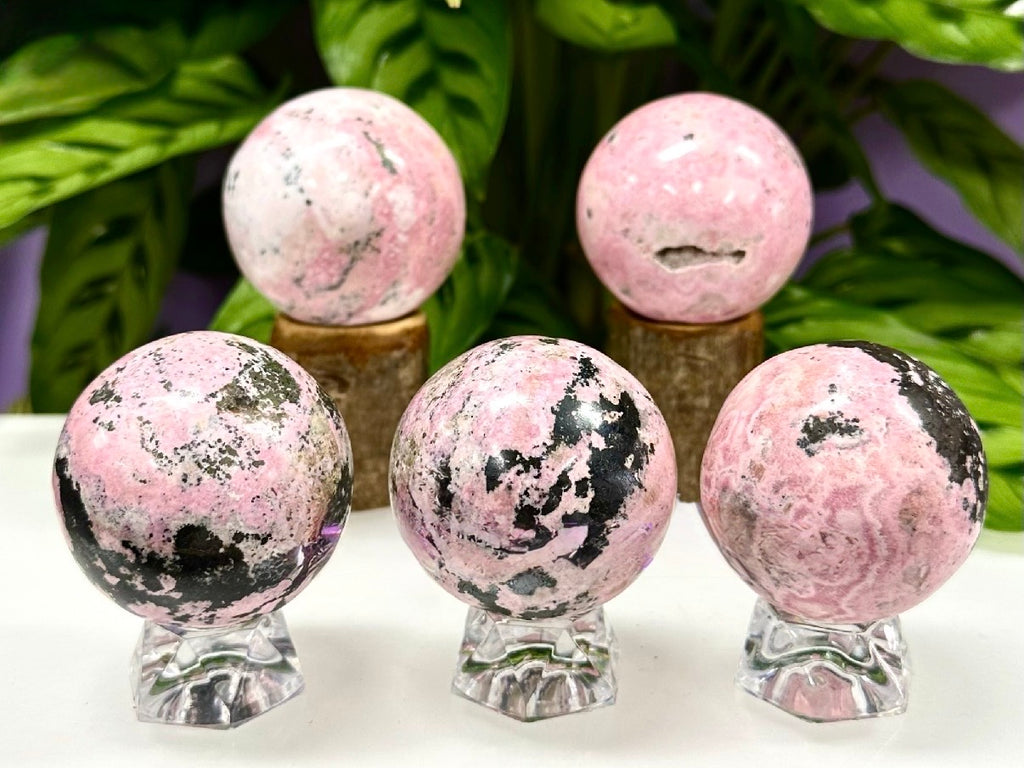Peruvian Pink Rhodonite Sphere Crystal Ball
