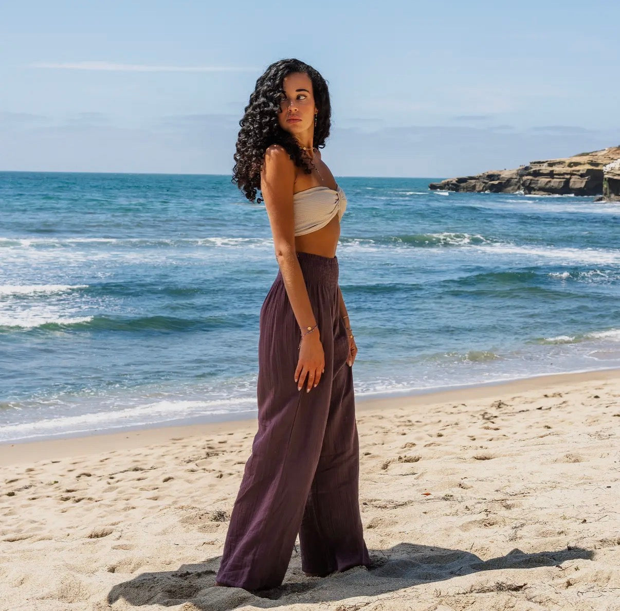 Lotus & Luna: Plum Wide Leg Cotton Pants