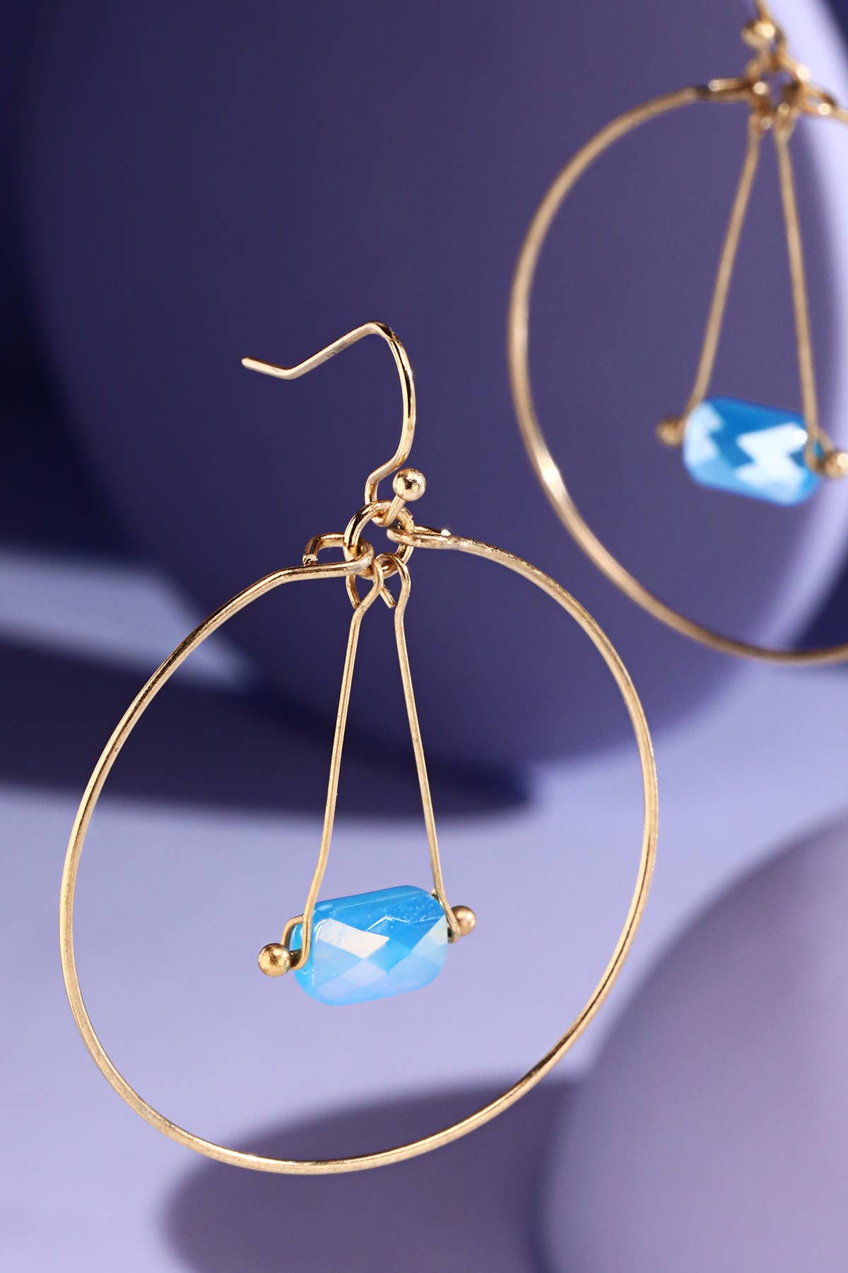 Single Bead Dangle Hoop Earrings