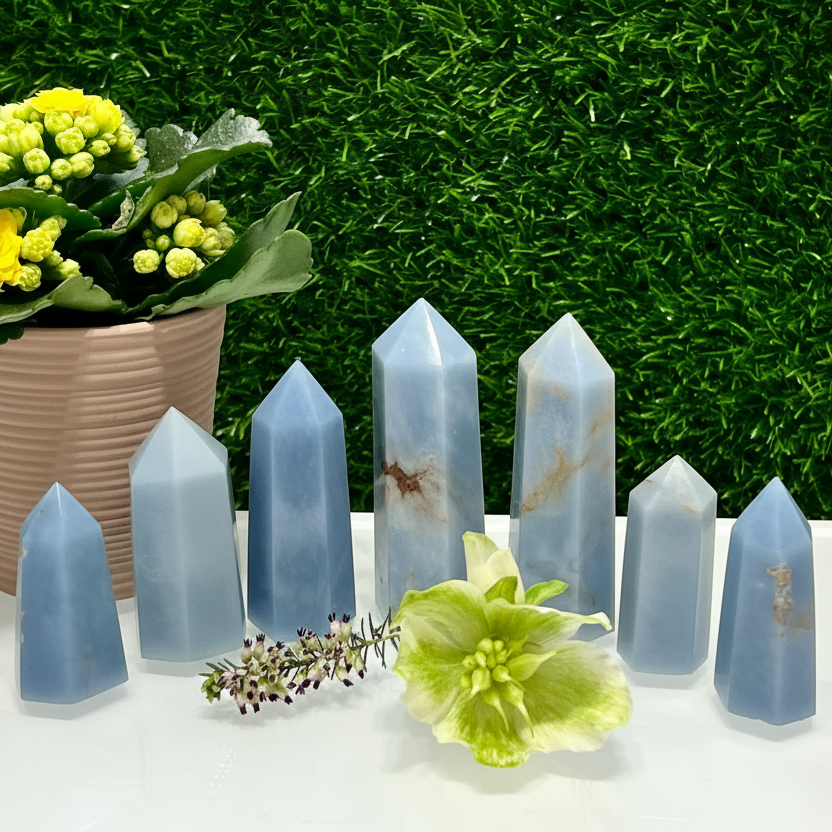Angelite Tower Obelisk Point Crystal Energy