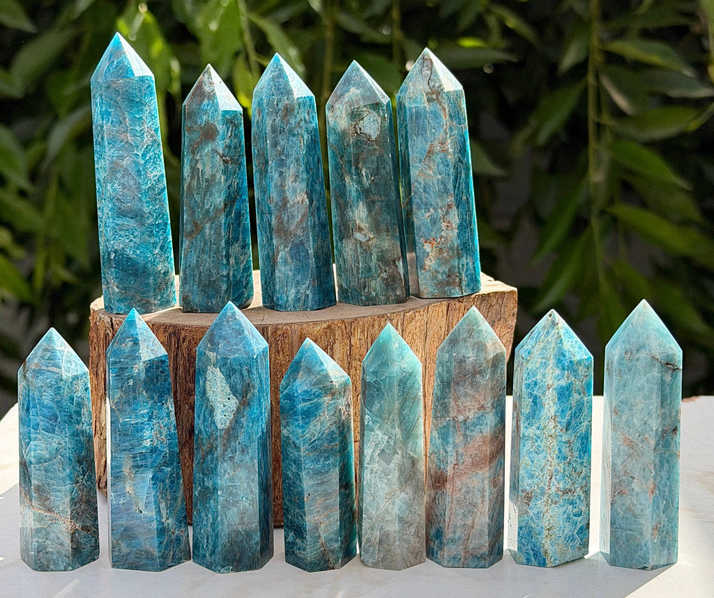 Blue Apatite Tower Obelisk Point Crystal Energy