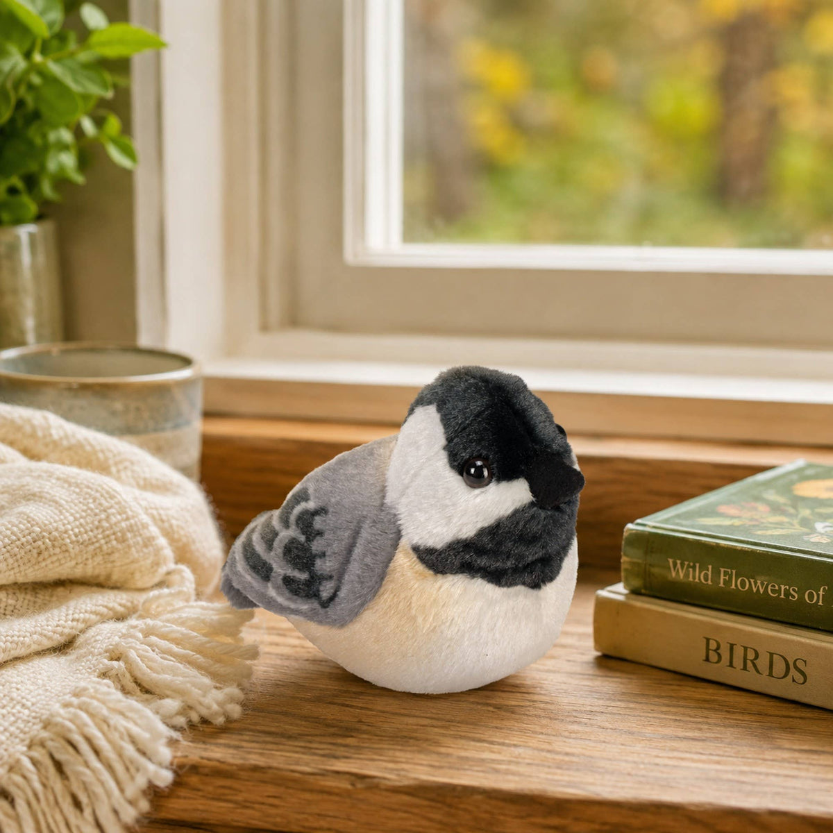 Maine Black-Capped Chickadee Stuffed Animal with Sound 5.5"
