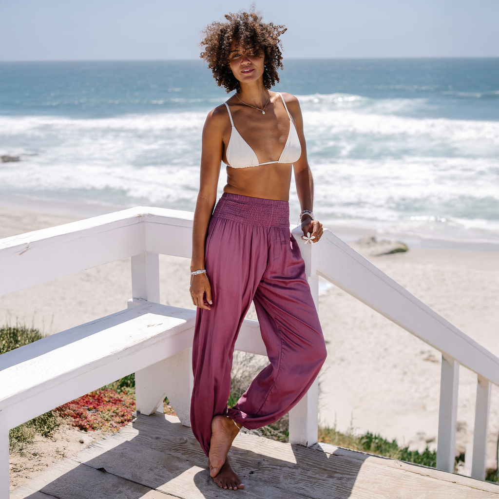 Berry Harem Pants with Pockets