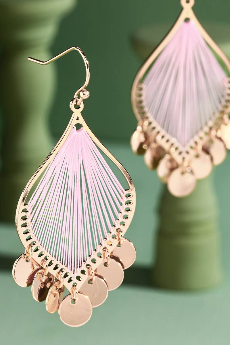 Boho Threaded Teardrop Charm Earrings