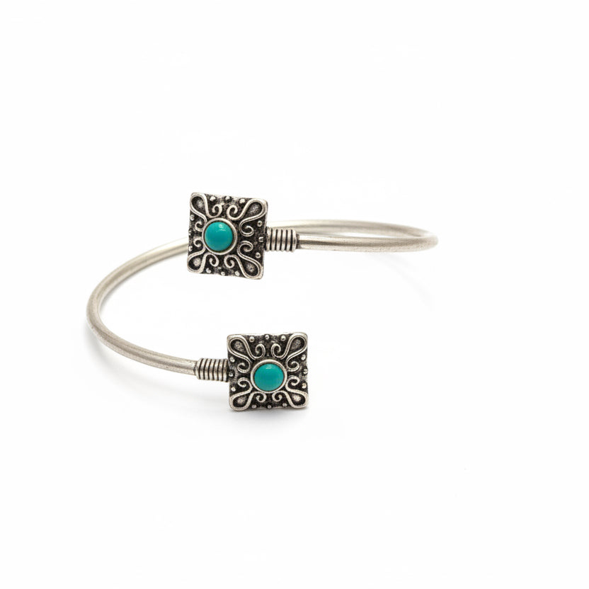 Tanvi Collection: Silver Stone Cuff Bracelet