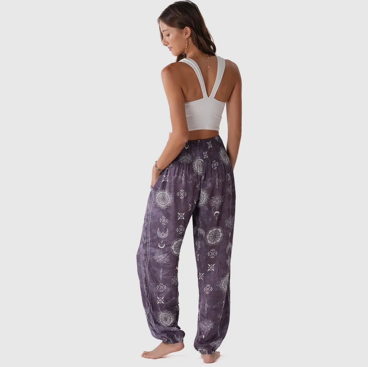 Lotus & Luna: Celestial Moon Plum Harem Pants Yoga Apparel