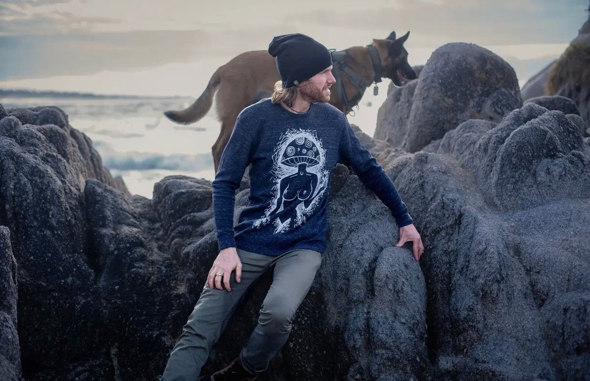 Grey Long Sleeve Thermal- Mushroom Boobies Shirt