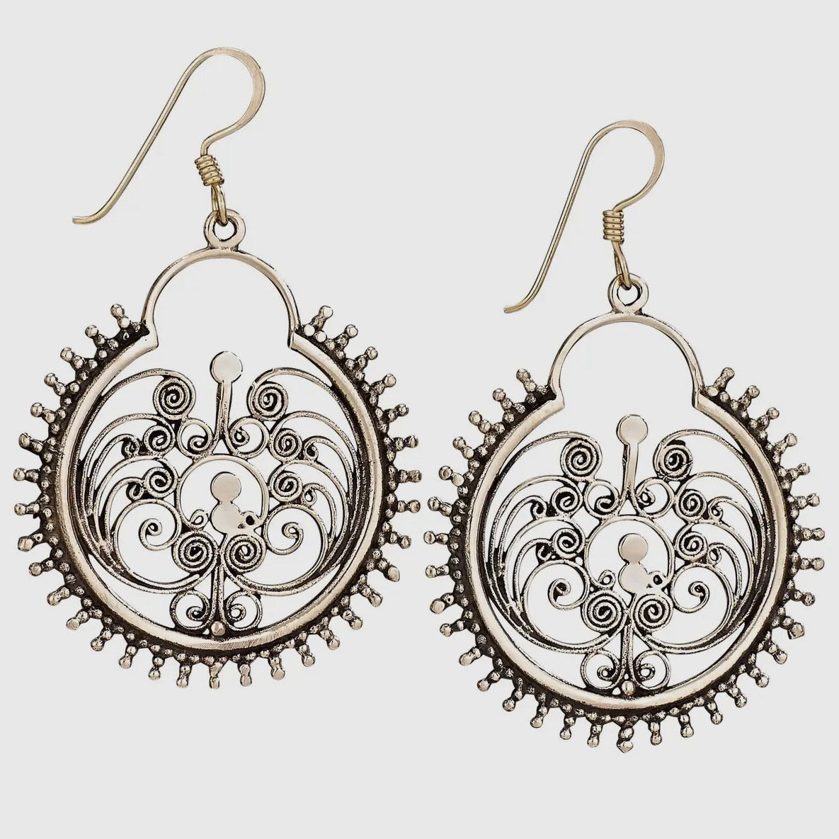 Gypsy Sterling & Bronze Filigree Hoop Earrings