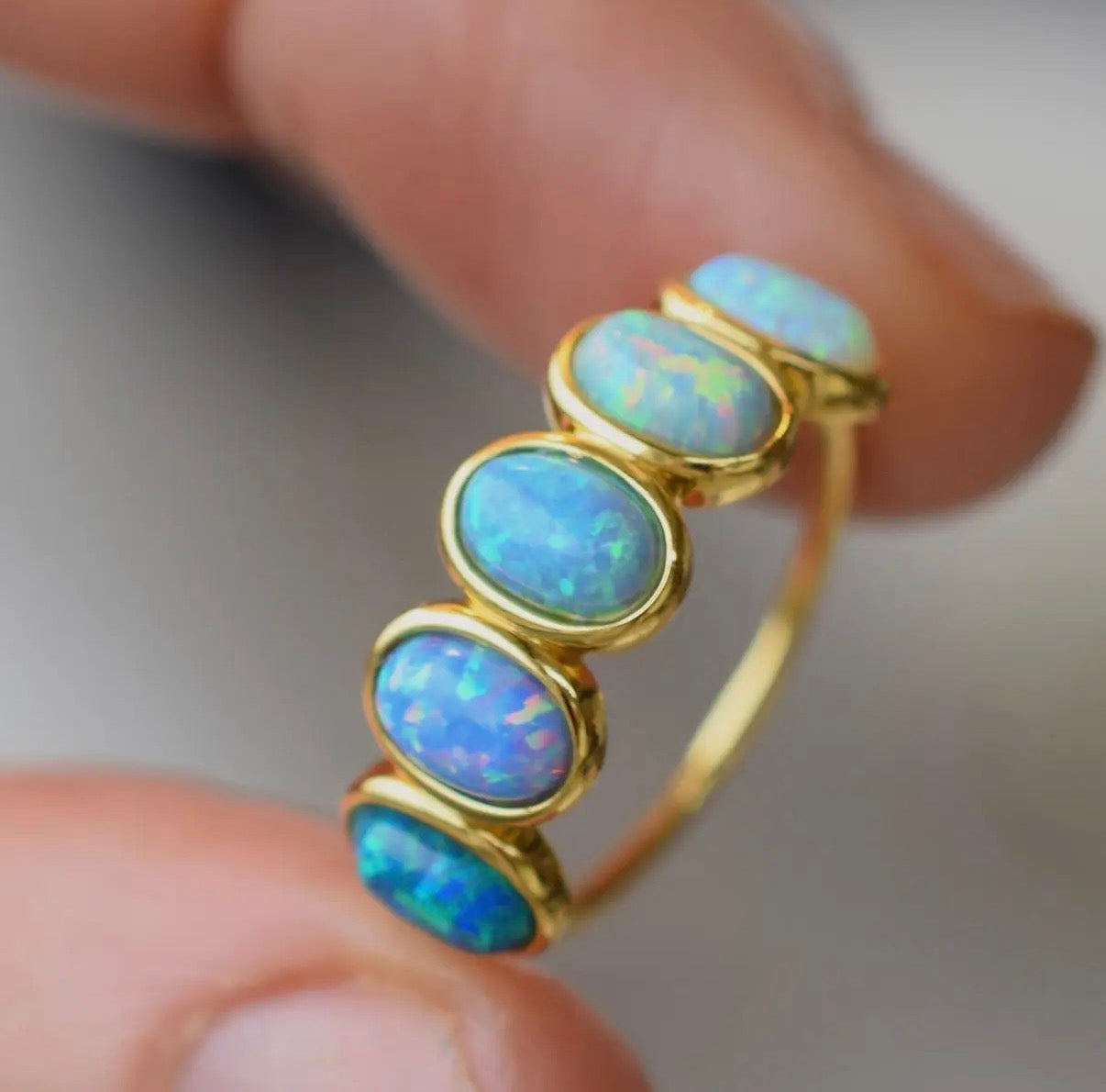 Blue Opal Ombré Candy Band Ring