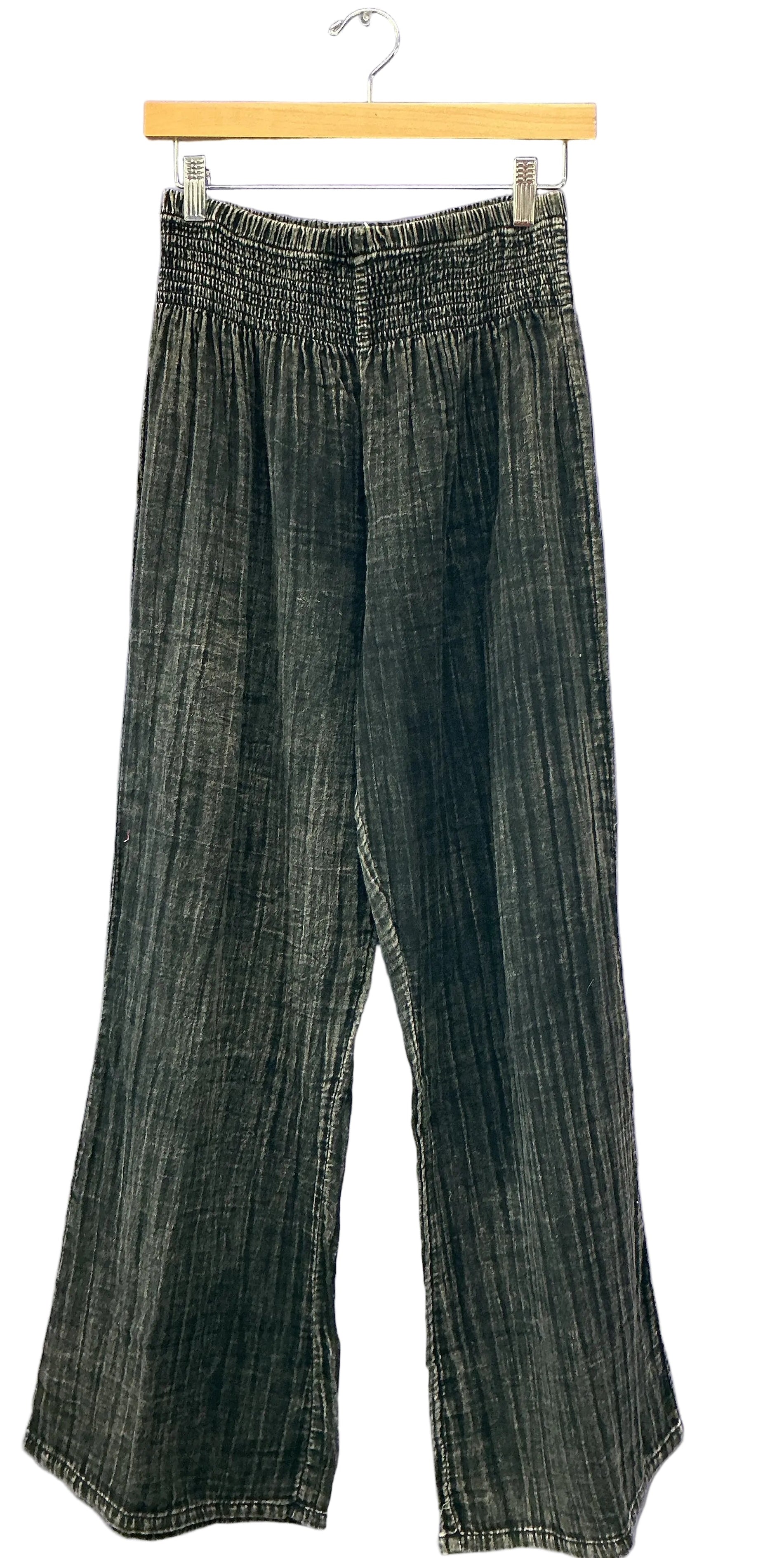 Lotus and Luna: Stonewashed Black Cotton Wide Leg Pants