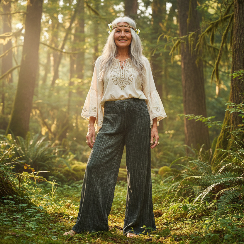 Lotus and Luna: Stonewashed Black Cotton Wide Leg Pants