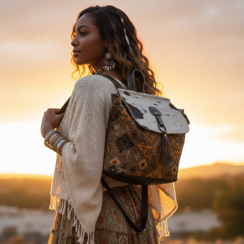 Hyppity Hair-on Leather & Canvas Backpack MyraBag