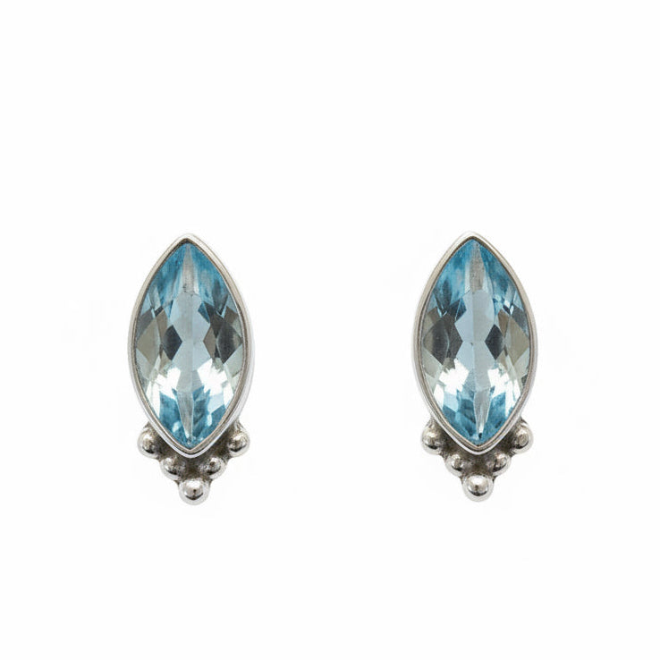 Blue Topaz Sterling Stud Earrings
