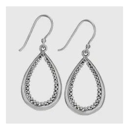 Teardrop Sterling Silver Hoop Dotted Earrings