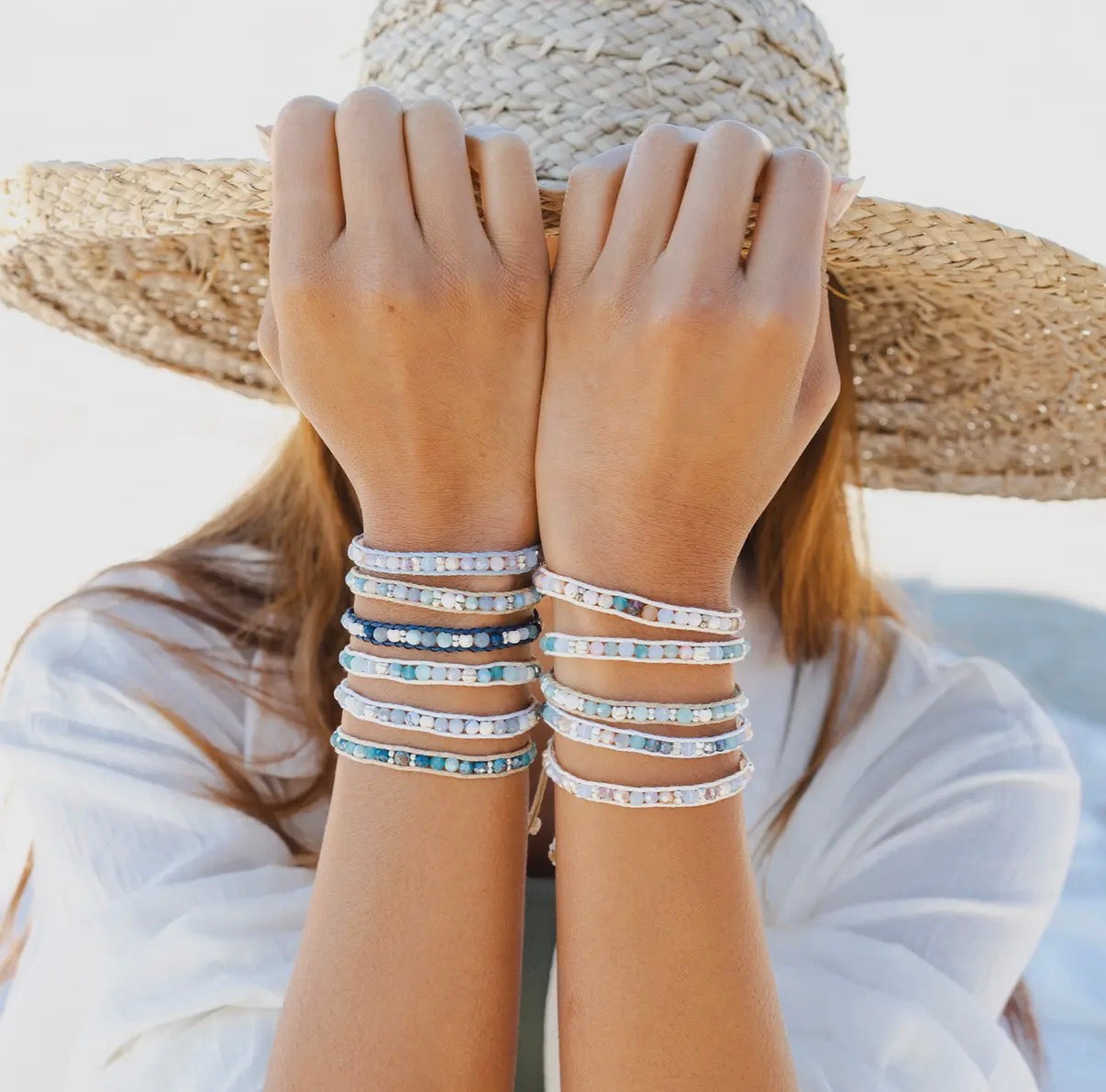 Lotus & Luna: Ocean Crystal Beaded Leather Bracelets