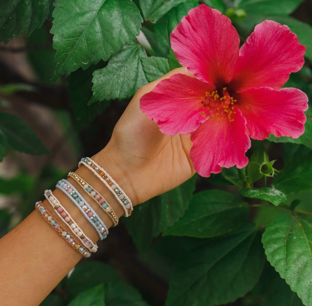 Lotus & Lotus: Island Crystal Beaded Leather Bracelets