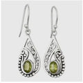 Peridot Teardrop Filigree Sterling Silver Swirl Earrings