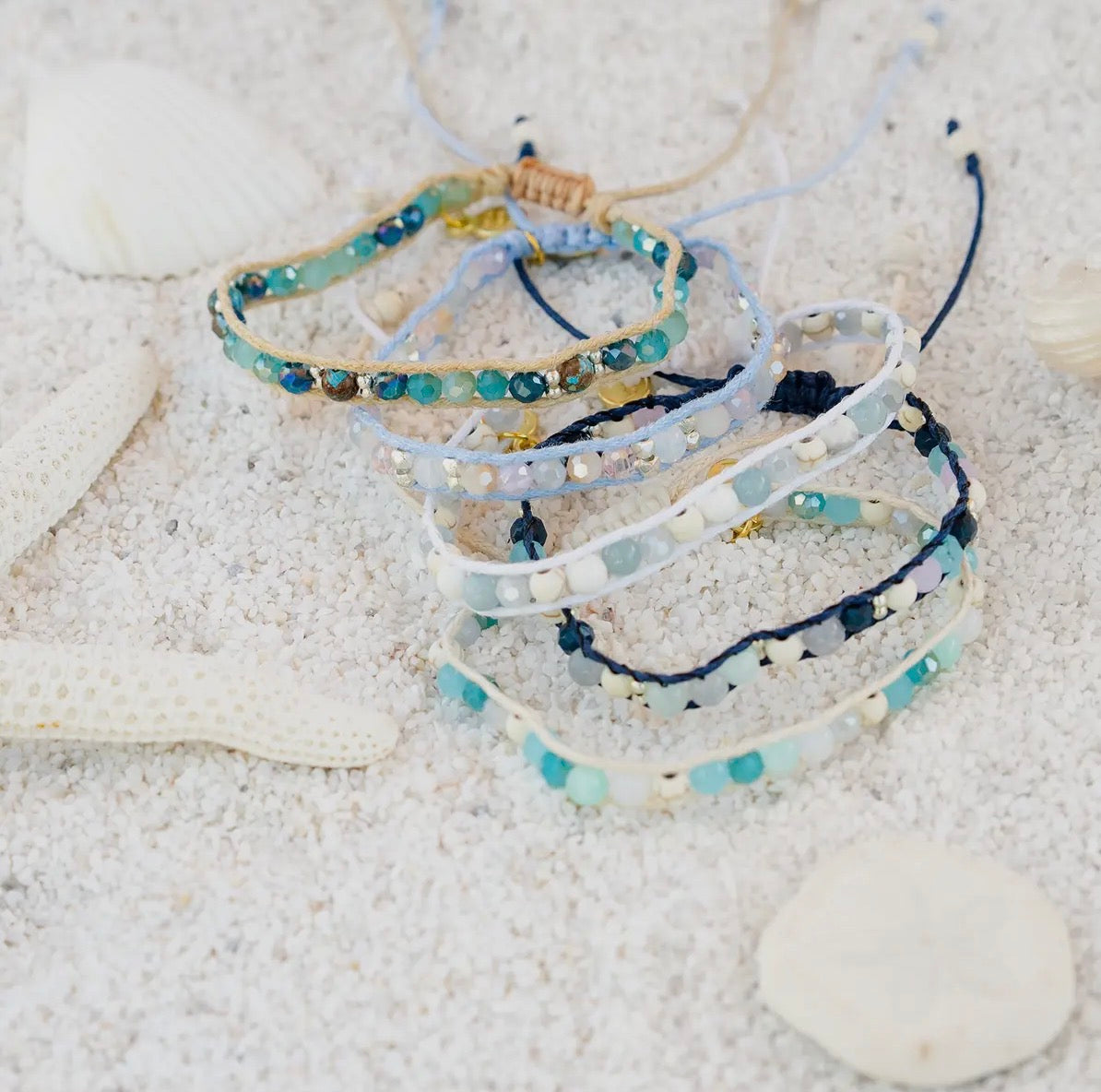 Lotus & Luna: Ocean Crystal Beaded Leather Bracelets