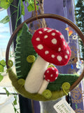 Red Mushroom Wool Felted Handmade Forest Ring
