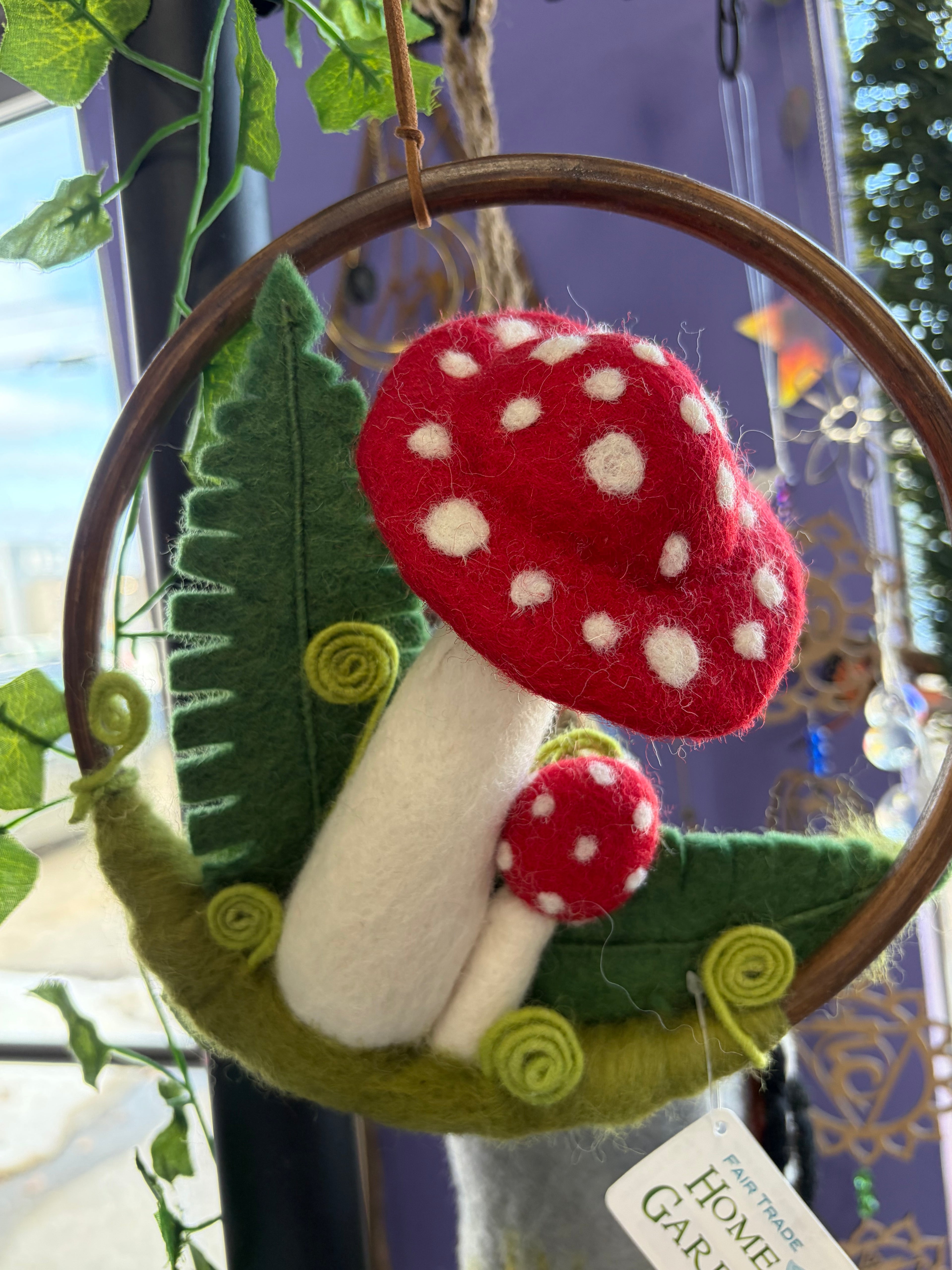 Red Mushroom Wool Felted Handmade Forest Ring