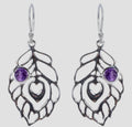 Gemstone Peacock Feather Sterling Silver Earrings