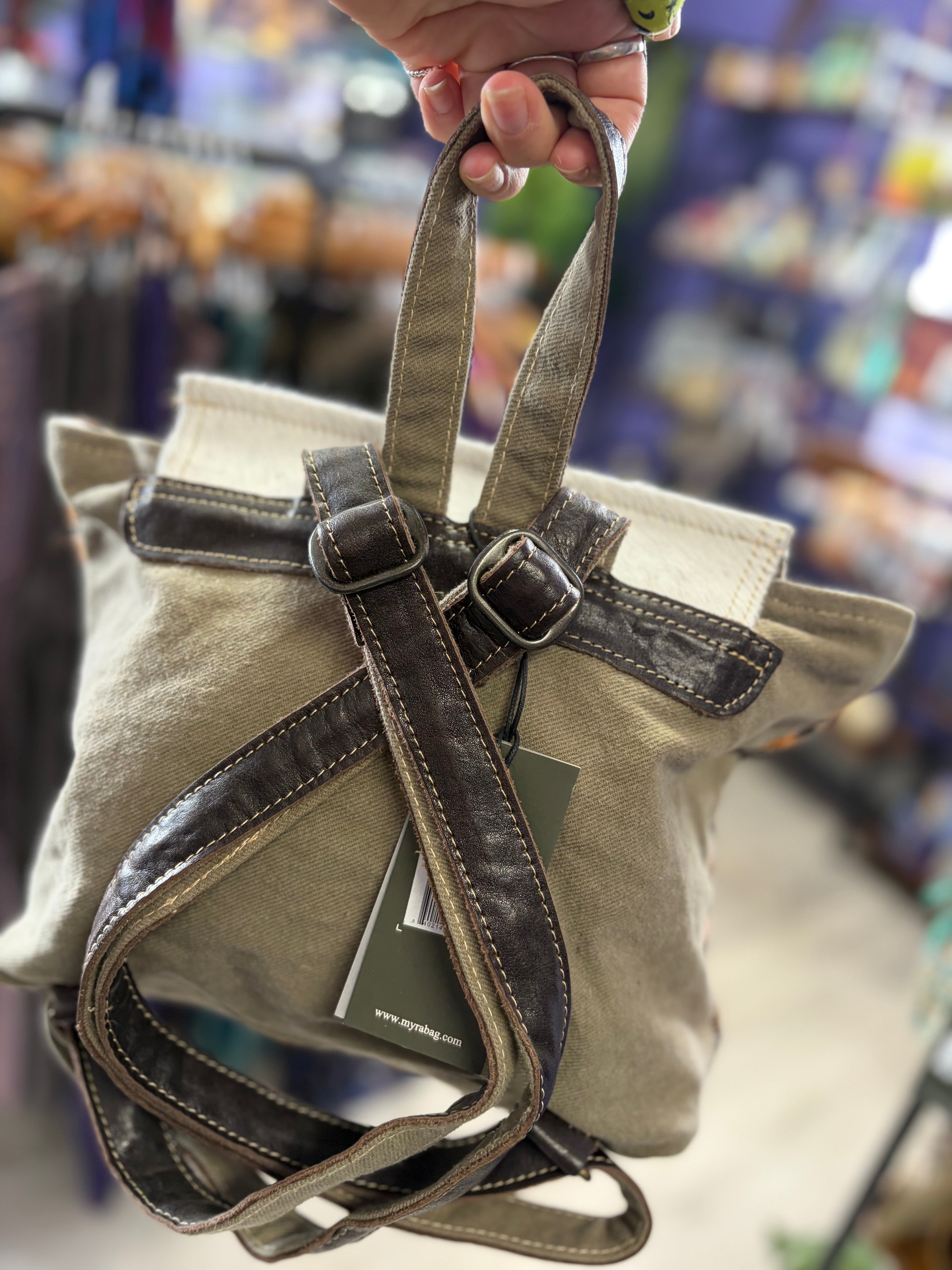 Hyppity Hair-on Leather & Canvas Backpack MyraBag