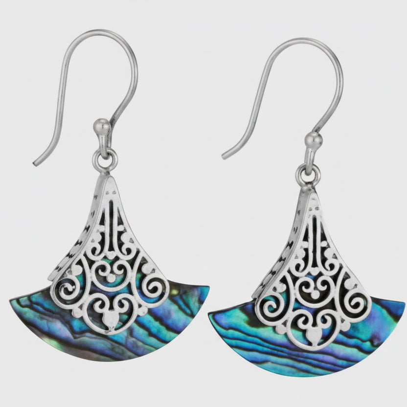 Paua Shell Beach Party Sterling Drop Earrings
