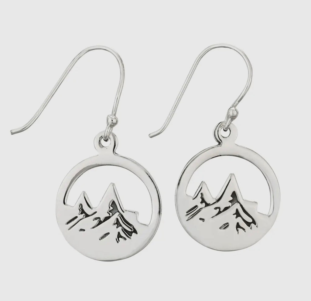 Mountain Range Sterling Silver Circle Drop Earrings
