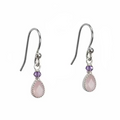 Teardrop Rose Quartz & Amethyst Sterling Drop Earring