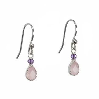 Teardrop Rose Quartz & Amethyst Sterling Drop Earring