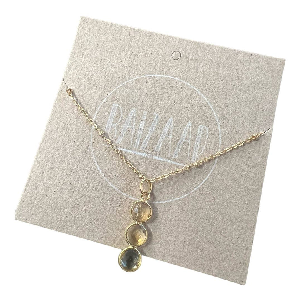 Brass Triple Ruby Stone Necklace