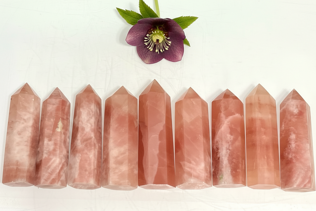 Strawberry Pink Calcite Crystal Obelisk Tower