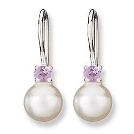 Pretty in Pearls Sterling Silver Pearl and Amethyst Earrings